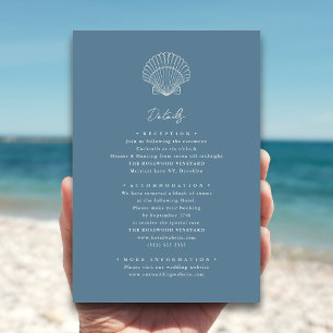 Carte D'accompagnement Dusty Blue Seashell Beach Destination Mariage