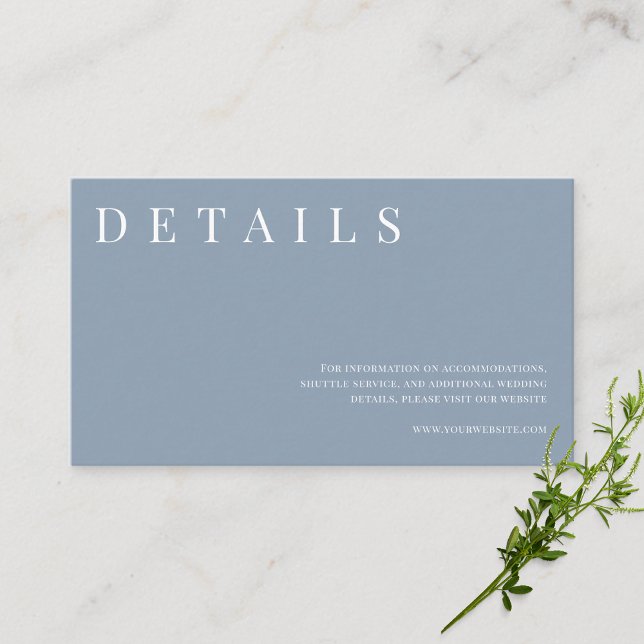 Carte D'accompagnement Dusty Blue Simple Détails du Mariage officiel (Créateur téléchargé)