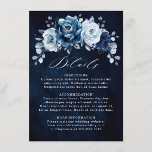 Carte D'accompagnement Dusty Blue Slate Navy Floral Détails du Mariage En