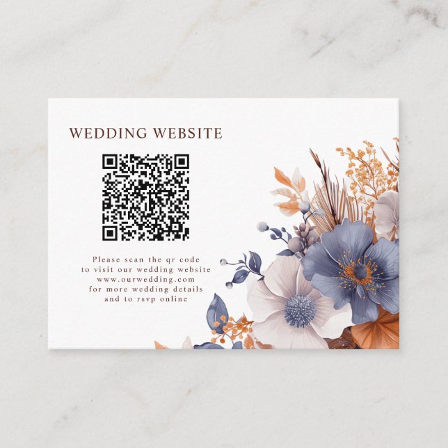 Carte D'accompagnement Dusty Blue Terracotta Boho Détails de mariage élég (Devant)