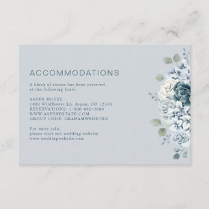 Carte D'accompagnement Dusty Blue Watercolor Floral Mariage Hotel Enclosu