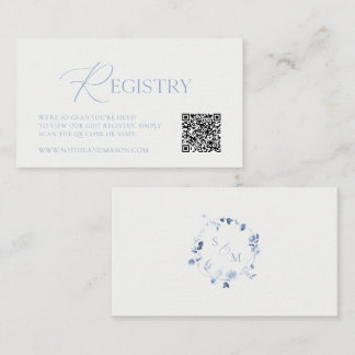 Carte D'accompagnement Dusty Blue Wedding Registry Card with QR Code