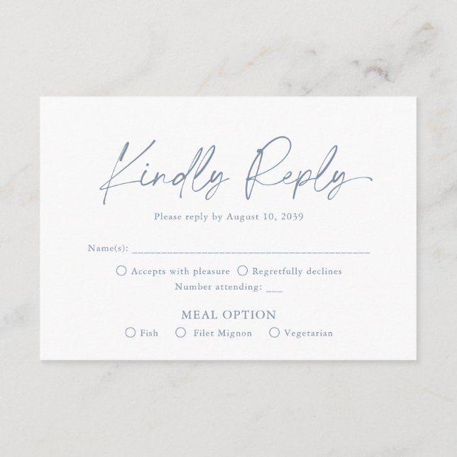 Carte D'accompagnement Dusty Blue Wedding RSVP Card (Dos)