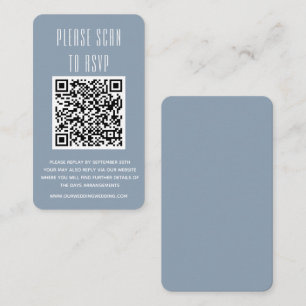 Carte D'accompagnement Dusty Blue & White Simple RSVP avec code QR Enclo