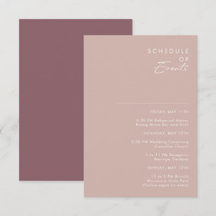 Carte D'accompagnement Dusty Boho Calendrier Rose et violet des événeme