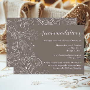 Carte D'accompagnement Dusty Brown élégant Floral Mariage Hébergements