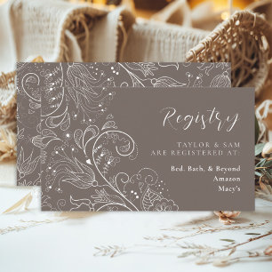 Carte D'accompagnement Dusty Brown élégant registre des Mariages floraux