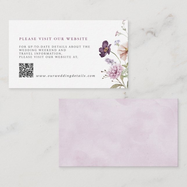 Carte D'accompagnement Dusty Purple Lavender Fleur sauvage Détail du Mari (Devant / Derrière)