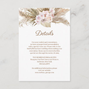 Carte D'accompagnement Dusty Rose Orchid Pampas Grass Gold Arch Détails E
