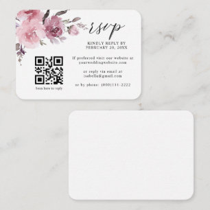 Carte D'accompagnement Dusty Rose Pink Pastel Floral QR Code Mariage RSVP