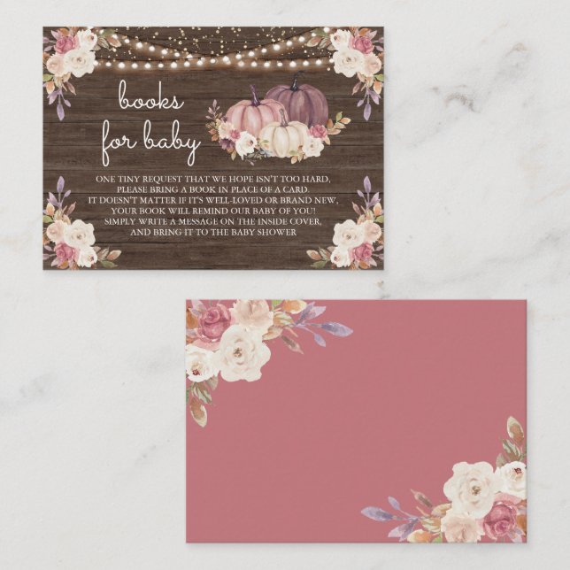 Carte D'accompagnement Dusty Rose rose Floral Citrouille Demande de réser (Devant / Derrière)