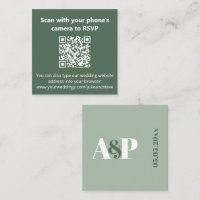 Dusty Sage Green Monogramme QR Code Site Mariage