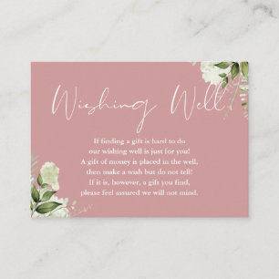 Carte D'accompagnement Dusty Verdure Rose Floral Wishing well Mariage
