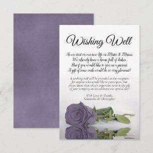 Carte D'accompagnement Dusty violet Rose mignon Mariage Wishing well Poem