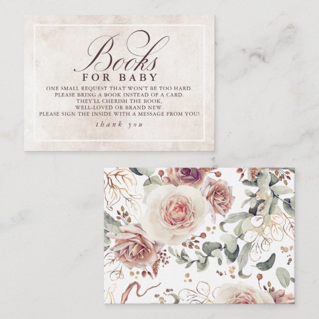 Carte D'accompagnement Earthy Shades Floral Élégant Livres Pour Bébé (Devant / Derrière)