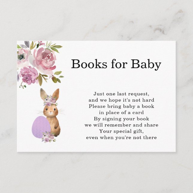 Carte D'accompagnement Easter Baby Shower | Books for Baby Enclosure Card (Devant)