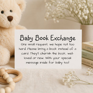 Carte D'accompagnement Échange de livre pour bébé avec écriture manuscrit
