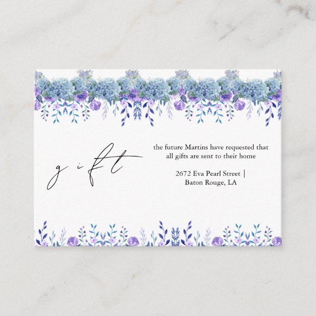 Carte D'accompagnement Échantillon Purple Floral Garden Fête des mariées  (Devant)