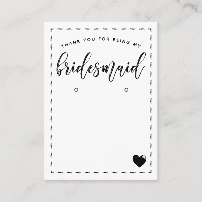 Carte D'accompagnement Écran d'oreille de Merci Bridesmaid de charme (Devant)