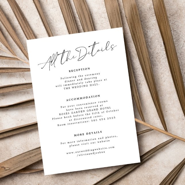 Carte D'accompagnement Écriture manuscrite moderne détails du mariage inv (Créateur téléchargé)