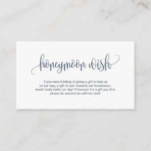 Carte D'accompagnement Écriture moderne, Bleu de marine, Mariage lune de