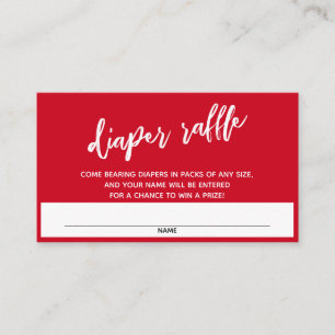 Carte D'accompagnement Écriture moderne Cherry Red Diaper Raffle Ticket