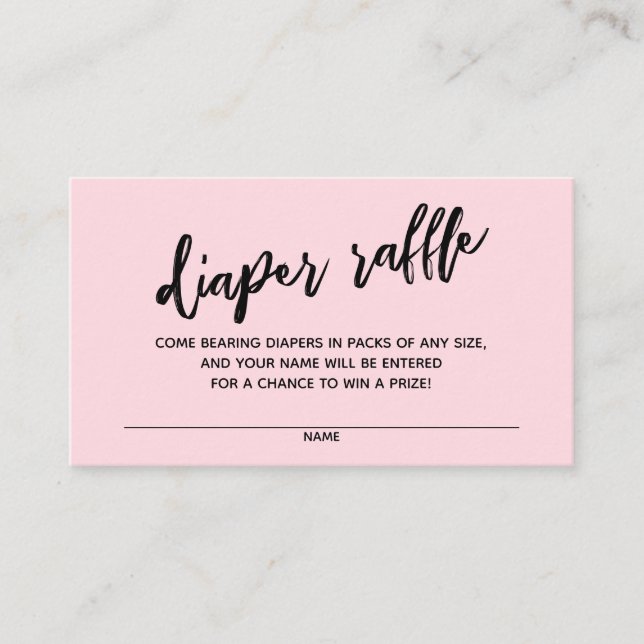Carte D'accompagnement Écriture moderne Diaper Raffin Billet rose pâle (Devant)
