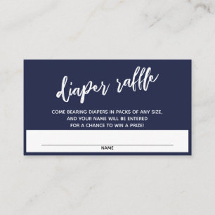 Carte D'accompagnement Écriture moderne Marine Blue Diaper Raffle Ticket