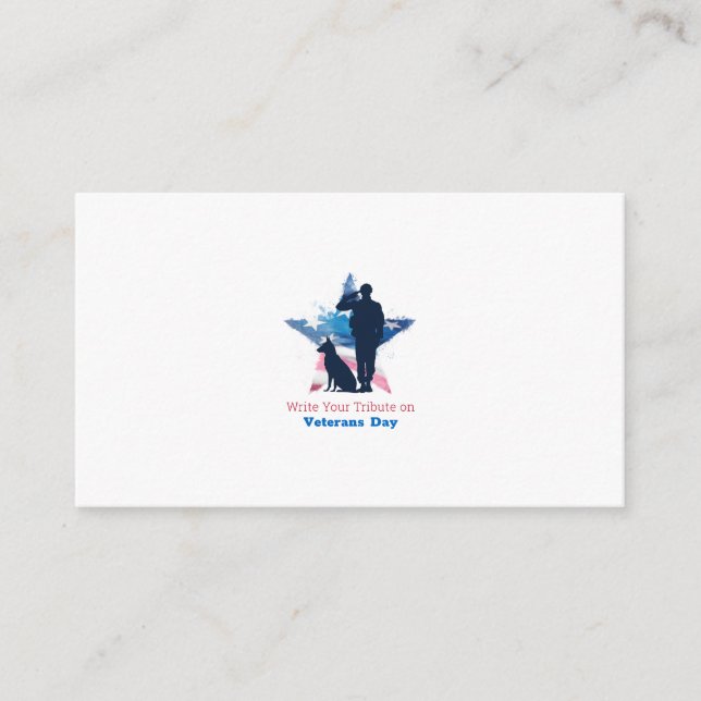 Carte D'accompagnement Écrivez un hommage à la Journée des anciens combat (Devant)
