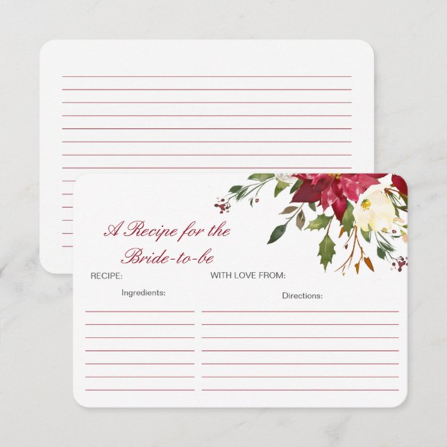 Carte D'accompagnement Editable A Recipe for the Bride-to-be Card (Devant / Derrière)