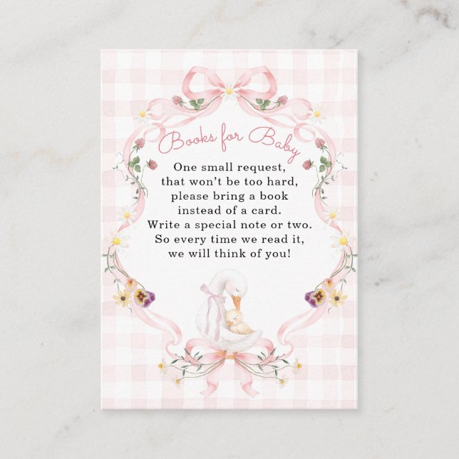 Carte D'accompagnement Editable Silly Goose Baby Shower Pink Bow (Devant)