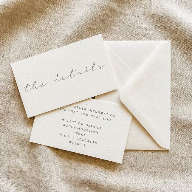 Carte D'accompagnement Effet de script, les détails sur fond blanc (Script effect, the details white background enclosure card.)