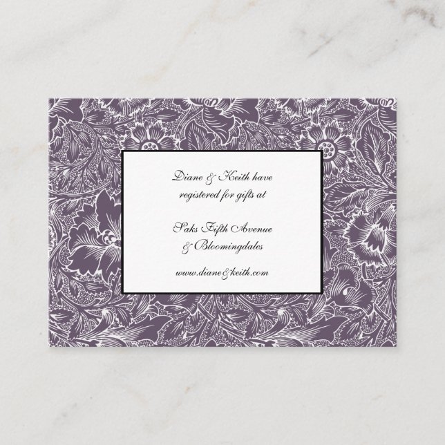 Carte D'accompagnement Eggplant Lilac RSVP & Cadeau Registre 100 pack ens (Devant)