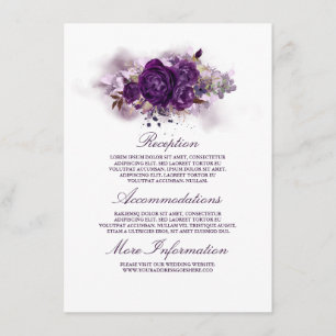 Carte D'accompagnement Eggplant Purple Floral Informations Mariage Invité
