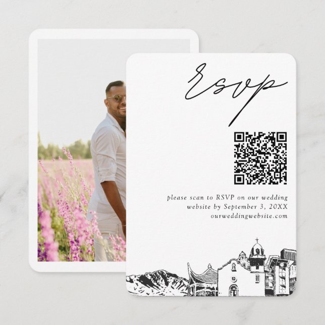 Carte D'accompagnement El Paso Mariage moderne RSVP QR Code (Devant / Derrière)