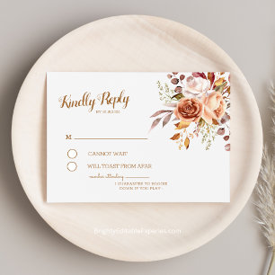 Carte D'accompagnement Élégance d'Automne Dahlia Terre Cuite Aquarelle RS