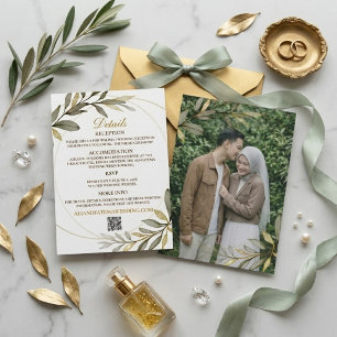 Carte D'accompagnement Élégance de feuilles d'or Mariage musulman