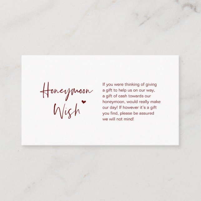 Carte D'accompagnement Elégance décontractée minimale, Bourgogne, Chance  (Devant)