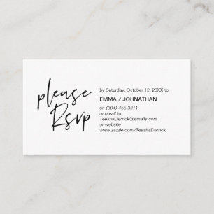 Carte D'accompagnement Élégance Décontractée, Script noir, réponse RSVP