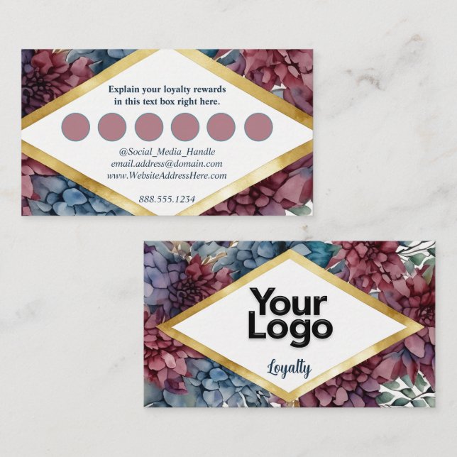 Carte D'accompagnement Élégance Enchantée Joyau À Tons Floral (Devant / Derrière)