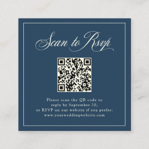 Carte D'accompagnement Elégance italienne bleue encadrée   RSVP avec code