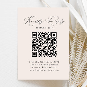 Carte D'accompagnement Élégance Moderne Crème QR Code RSVP