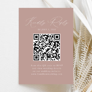 Carte D'accompagnement Elégance moderne Dusty Rose QR Code RSVP