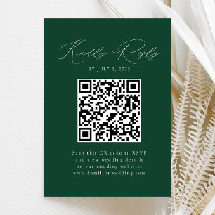 Carte D'accompagnement Élégance Moderne Réponse RSVP Code QR Vert