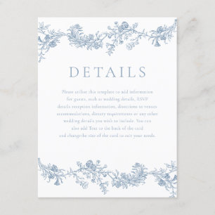 Carte D'accompagnement Élégance vintage : Détails du Mariage Floral Bleu