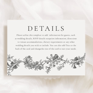 Carte D'accompagnement Élégance vintage : Détails du Mariage noir et blan