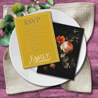 Carte D'accompagnement Elegant Antique Floral Wedding RSVP Meal Choices