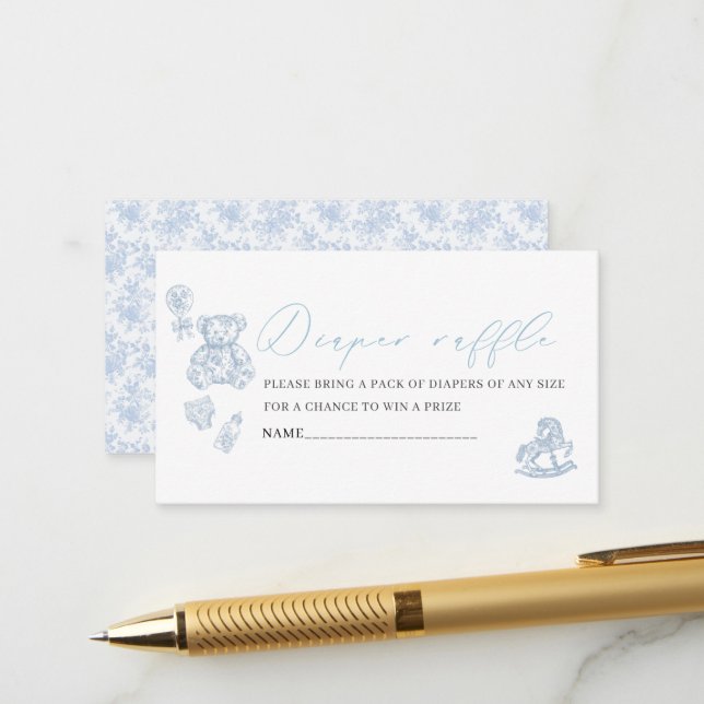 Carte D'accompagnement Elégant Aquarelle bleu arc jouets baby shower (Devant/Arrière en situation)