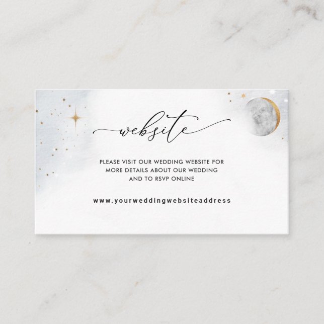 Carte D'accompagnement Elégant aquarelle Celestial Mariage site (Devant)