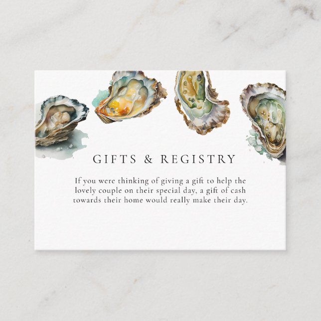 Carte D'accompagnement Elégant Aquarelle Oyster Roast Cadfts (Devant)